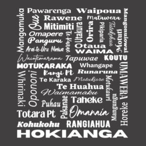 Hokianga Place names T-shirt White Text Back Design